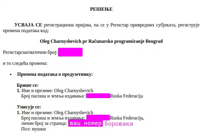 Пример решения из апр что вы добавили боровак к ип